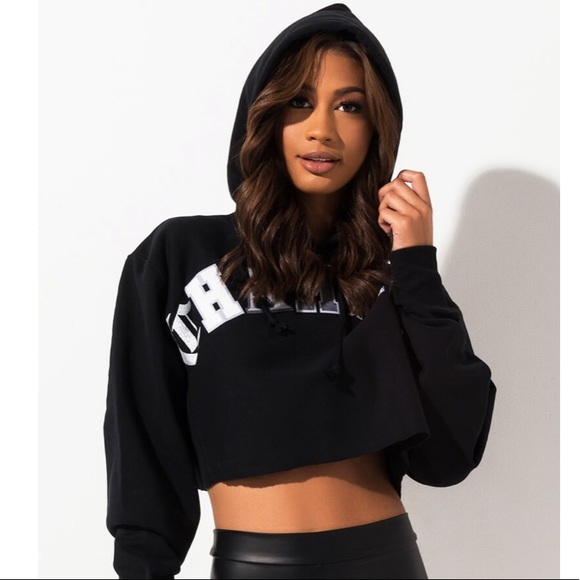 New champion black cropped hoodie graphic - Picture 6 of 9